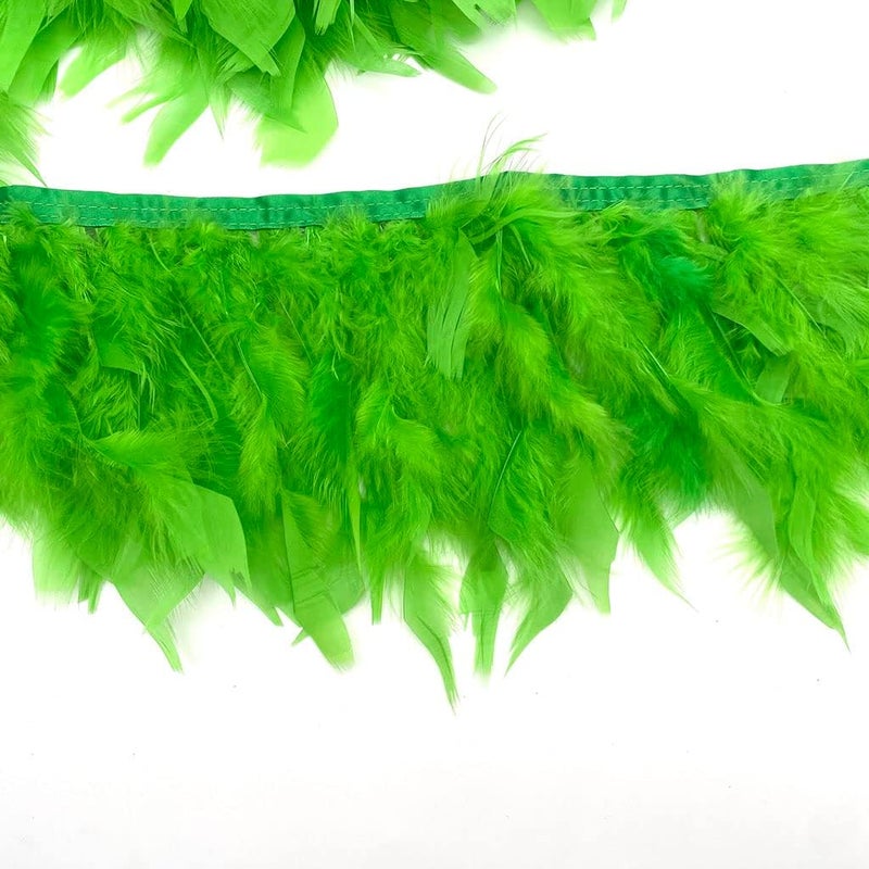 Shekyeon Turkey Feathers Fringe Trim for Party Clothing DIY Sewing Crafts Decoration Pack of 2 Yards (Lime Green) - Image 2